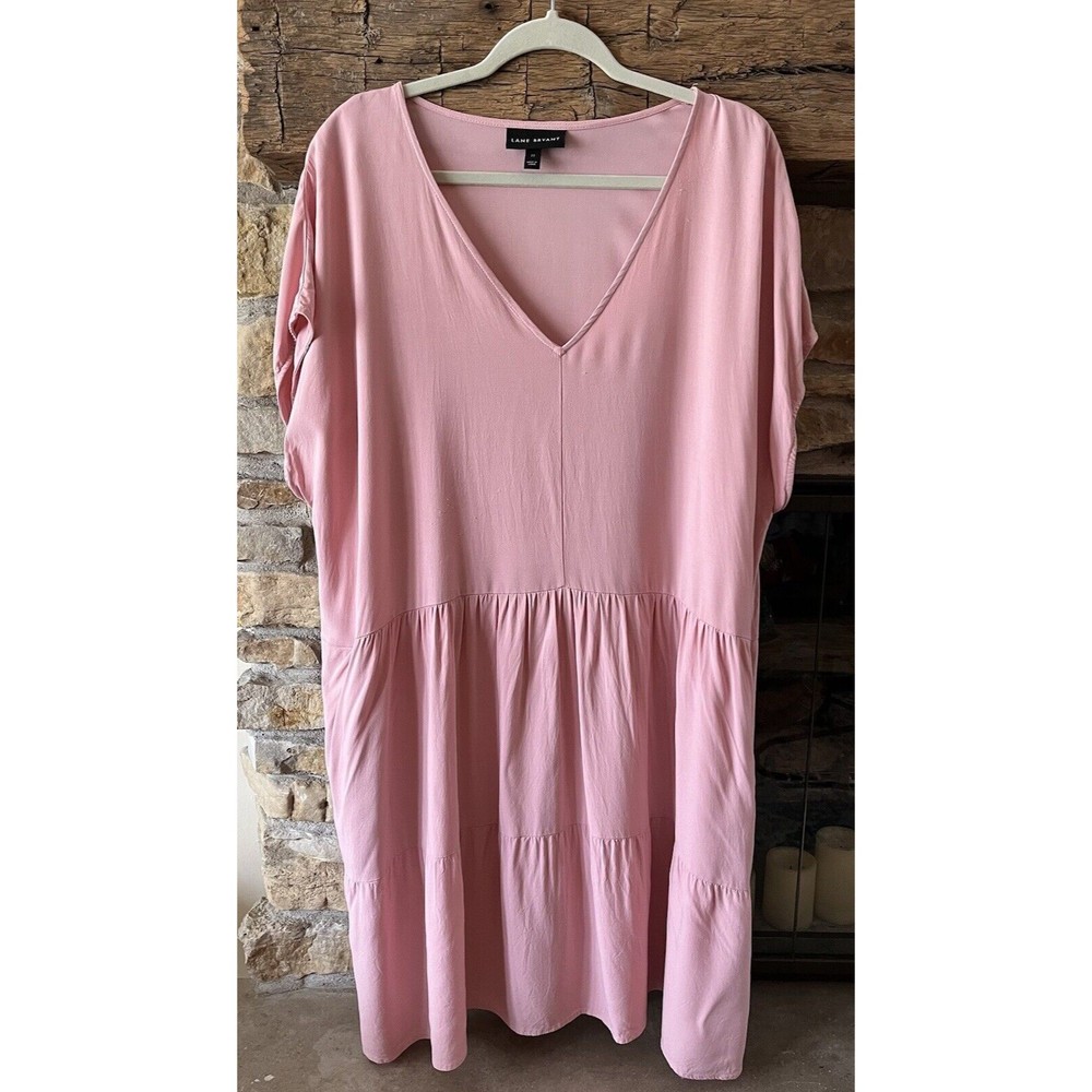Lane Bryant Soft Pink V-Neck Mini Dress
